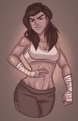 captainhigher:   Workout time with Kuvira and Korra for @ravenbornfighter ~ P.S: