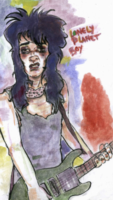 A watercolor and ink-ed Johnny Thunders. Once a doll forever