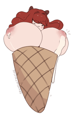 ofamightdivine:  Someone over dA commented that Jackie with the VK looked like an ice cream cone. So I did an experiment. And this is the result :3cIce cream Jackie. Enjoy &lt;3 