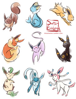theathelier:  Eeveelution sticker sheet now available at my Storenvy!