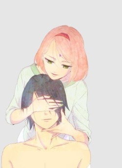 azyra-uchiha:  Sasusaku is real! \(>,