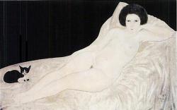 donotexcusemyfrench:  Reclining nude with a cat & Reclining