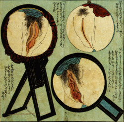 howsaucy:  Unknown artist, shunga: female self-examinationc.1850,