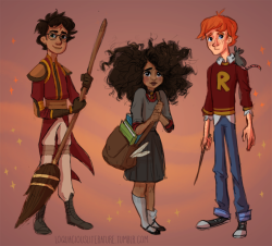 artisticautistic:  loquaciousliterature:  Golden trio doodle! 