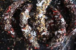 veganfoody:  Chocolate Covered Bananas with Walnuts, Chia Seeds,