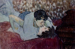 20aliens:  Le Baiser, 1892 & In Bed, c1892-95 (oil on cardboard)by Toulouse-Lautrec
