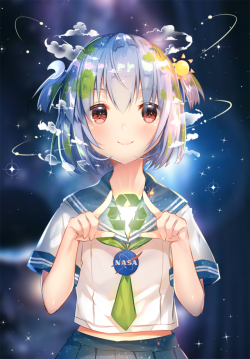 cute-girls-from-vns-anime-manga:   SAVE EARTH-CHAN by  兔姬(´▽`)