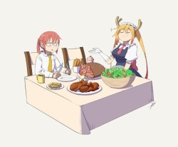 I like how  Tohru   does efforts in finding fitting clothes for kobayashi 