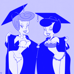 rogerbaconslounge:  Betty and Wilma graduating from their rigorous