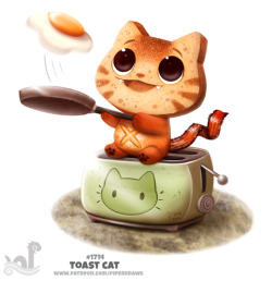 cryptid-creations:  Daily Painting 1714# Toast Cat by Cryptid-Creations