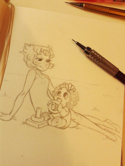 jessrhine:  Pearl and li’l Steven from my sketchbook 