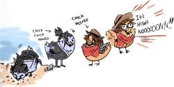 aizy-boy:    So i draw a uh…Chick…?? Chicken Hanzo and McCree!!