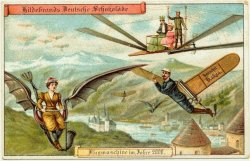 weirdvintage:  Personal Flying Machines—A postcard circa 1900