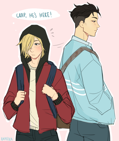 anyeka:  yurio having a major friend crush on otabek (high school au)