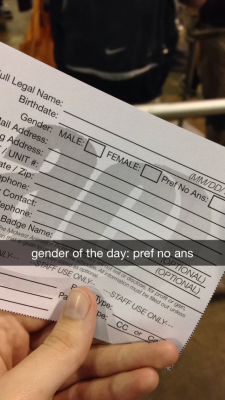 genderoftheday:  Today’s Gender of the Day is: Pref No Ans