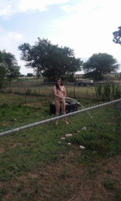ridefasttakechances:  Gotta love country living, nude in the front yard watering the garden