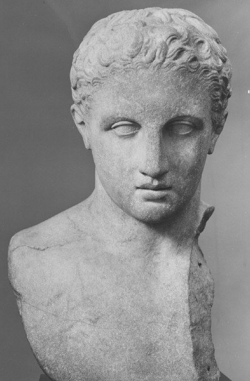 marmarinos:  Roman bust of a youth, 1st or 2nd century CE. Marble.Roman
