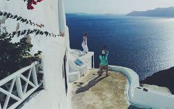 A little #bts from one of last week’s shoots in #santorini