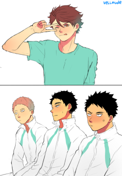 vellaude:  Seijou 3rd years (ft. Ushi) → Oikawa 