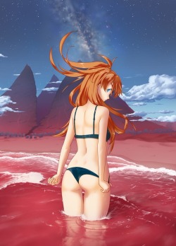 kingaragorn31:  Asuka Soryu Langley in the red sea