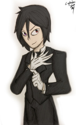 I did the sketch of Sebastian Michaelis in class, and then coloured