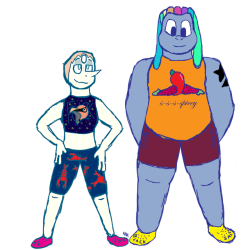 redrockbluerock: Bismuth and Pearl in really tacky outfits 