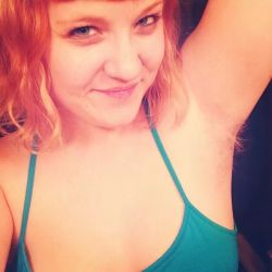 gimmeyoursugar:   Showing off my armpit hair!  Hehe.   Looks