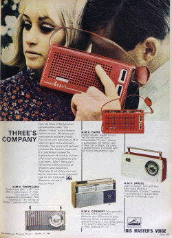 vivatvintage:  His Master’s Voice transistor radios, 1967 