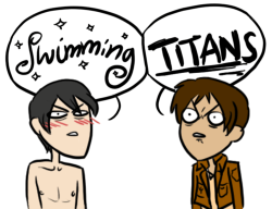 ziddie:  and-a-ride-home:  SWIMMING! TITANS!  I was expecting