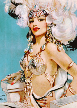 vintagegal:  Rita Hayworth poses as The Queen of Sheba. Illustration