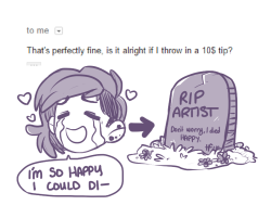 artoftabby:  -cries on floor tip your artists and they will openly