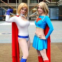 7cosplay:  2 Girls: Powergirl and Supergirl ! Cosplayer:Powergirl