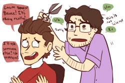        The Avengers give Peter Parker a ‘hair cut’.  “HOW.”