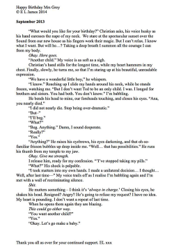 ohmrgrey:  E.L James wrote a new scene - for Ana’s birthday