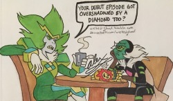 wicked-ghoul:  Solidarity between green eye gems with fluffy