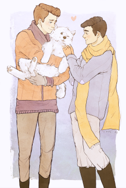 suitfer:  kurt and blaine and their baby, ahem i mean their puppy!!