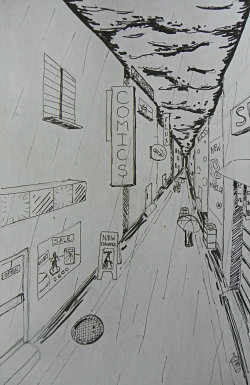 I drew this because someone suggested that I draw a city street