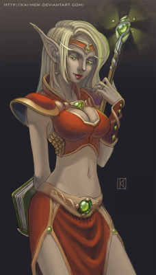 fantasy-scifi:  WoW fan-art: Blood Elf by Kai-mew