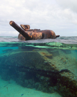 abandonedporn:  This US M4 Sherman Tank was stranded on the reef