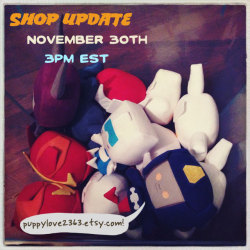 sowiddlefur:  November 30th, 3pm! puppylove2363.etsy.com. See