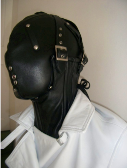 britbastard:  46leatherlover:  leather hooded and neck corseted,
