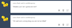 asklibrapony:  You didn’t have to shake so violently.  xD!