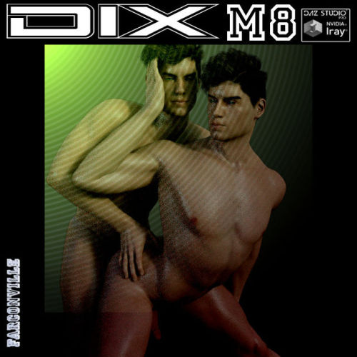 DIX  is composed of 12 poses for M8, being intimate with M8. Files for DAZ  Studio 4.9 and up are included in this set. Apply INJ pose files  directly to Michael 8 and the genitals, then apply poses. Keep Limits ON  when prompted. Dix For Michael 8  