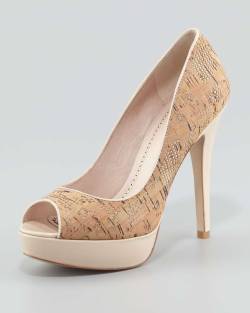 wantering-heels:  Ava Patent-Heel Cork Pump, Beige/GoldShop for