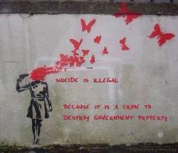 emeraaldnymph:  human-timelord-metacrisis: this is why i love banksy.   i mean do you see this shit  this stuff is deep  i mean if he grafittis on your building your property value actually goes up  holy  mother  of  fuck     I’ve been saying this