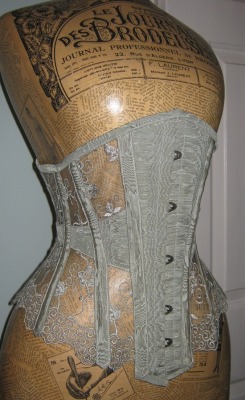 shapingcontours:  Sheer corset in lace and antique moire silk