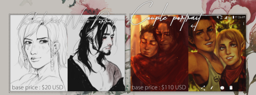 raviollies: This isn’t awful different from my last one but it complies my new BLACK & WHITE OPTION !  PRICE ADDITIONS APPLY FOR: Large scars : ŭDetailed Jewelry : ŭ Complex Lighting ( Leaves Shadow / Sunset / Etc ) :  ŭComplex Tattoos :