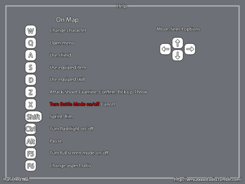 Punished Mai: Control SchemeOk, here are the controls of the game (Map and Menu).