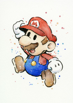 nerdsandgamersftw:Super Mario WatercolorsCreated by Olga Shvartsur