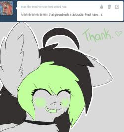 askbreejetpaw:  Most ponies find it weird how my blush is green,